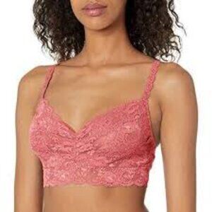 4/$20 Vintage Forever 21 small Coral Pink Floral Lace Longline Bralette small